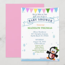 Pingouin Sur Invitation Baby shower De Glace