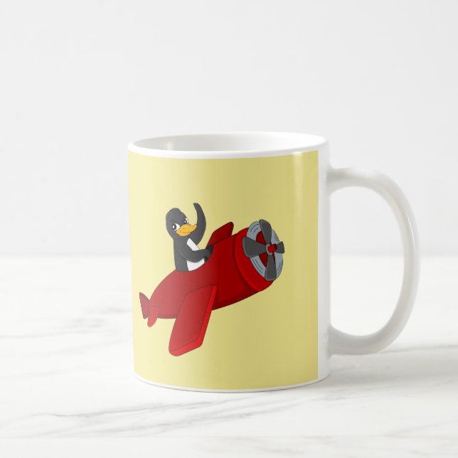 Pingouin volant dessin animé tasse de café (Droite)