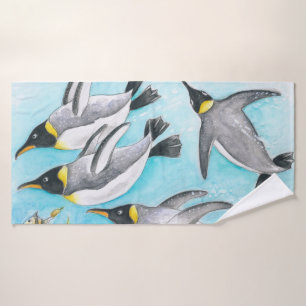 Pingouins de l'empereur Nager Aquarelle