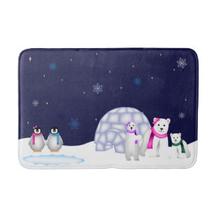 Pingouins et tapis de bain d'ours blancs