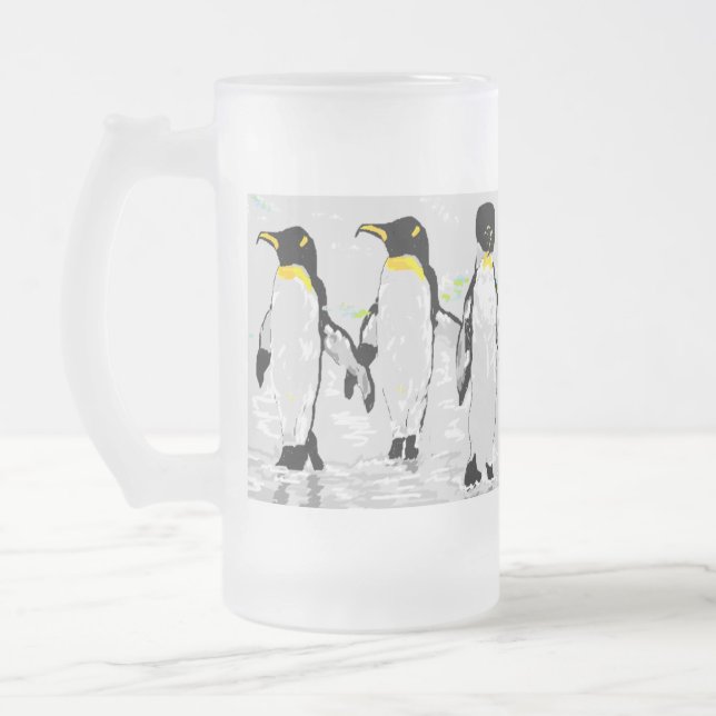 Pingouins givrés en verre de bière Mug (Gauche)