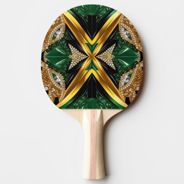 Pingpongpaddel mit jamaikanischen Farben Tischtennis Schläger (Rückseite)