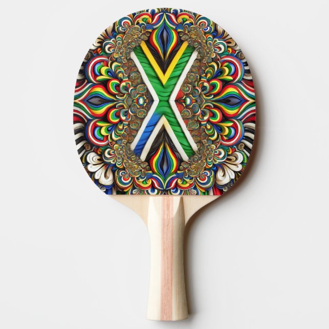 Pingpongpaddel mit südafrikanischen Farben Tischtennis Schläger (Rückseite)