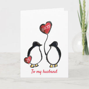 Pinguin 25. Silberjubiläum Ehemannkarte Karte