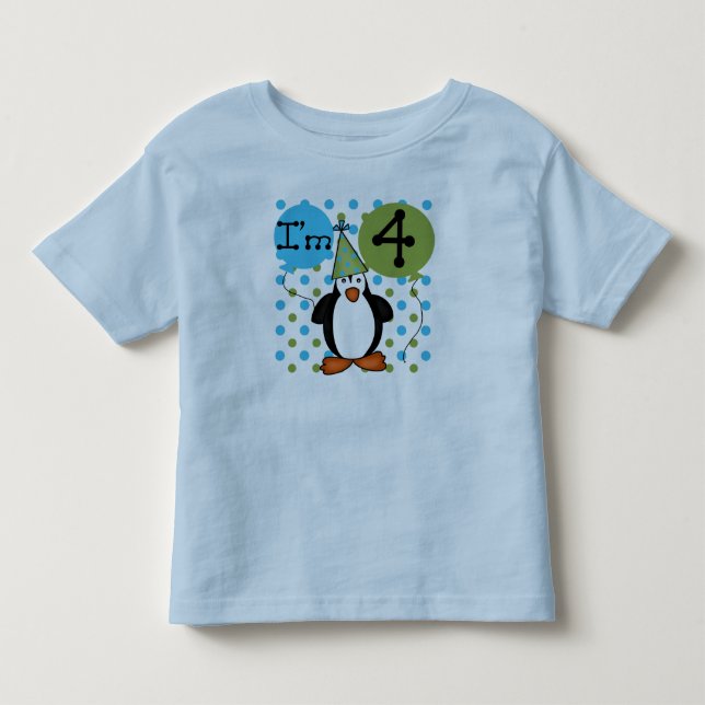 Pinguin-4. Geburtstag Kleinkind T-shirt (Vorderseite)