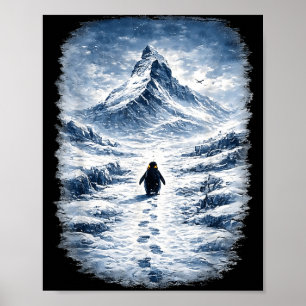 Pinguin, aber warum steuert er auf die Berge zu Pi Poster