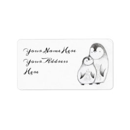 Pinguin-Adresse in Grau und Weiß Adressaufkleber
