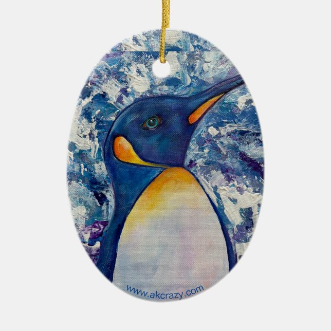 Pinguin & Alaskan Elche Keramik Ornament (Vorne)