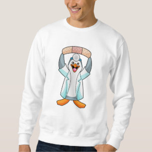 Pinguin als Arzt mit Plakat Sweatshirt
