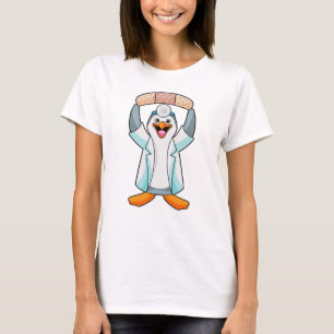 Pinguin als Arzt mit Plakat T-Shirt