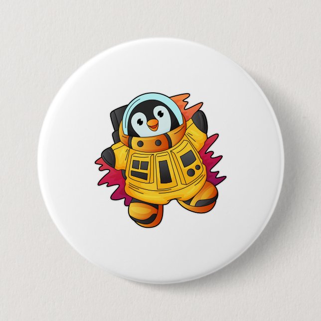 Pinguin als Astronaut im Anzug Button (Vorderseite)
