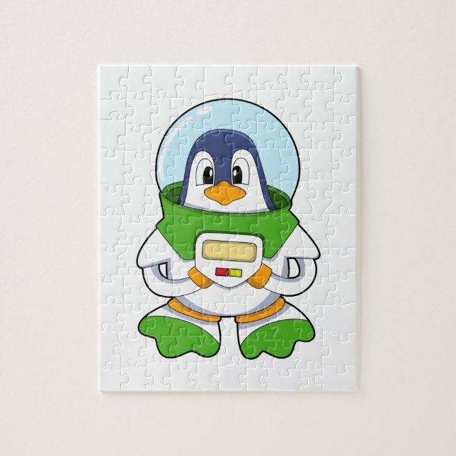 Pinguin als Astronaut mit Kostüm (Vertikal)