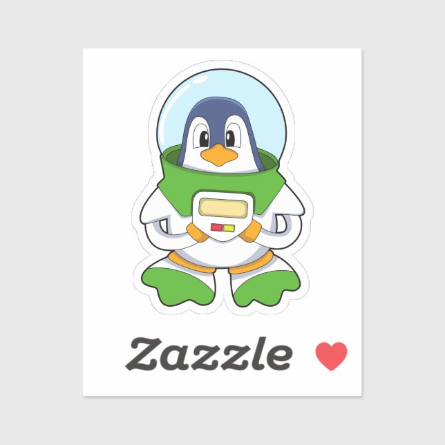 Pinguin als Astronaut mit Kostüm Aufkleber (Blatt)