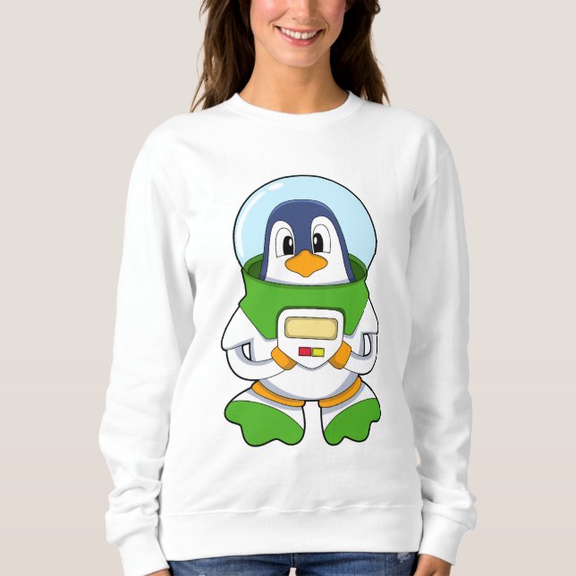 Pinguin als Astronaut mit Kostüm Sweatshirt (Vorderseite)