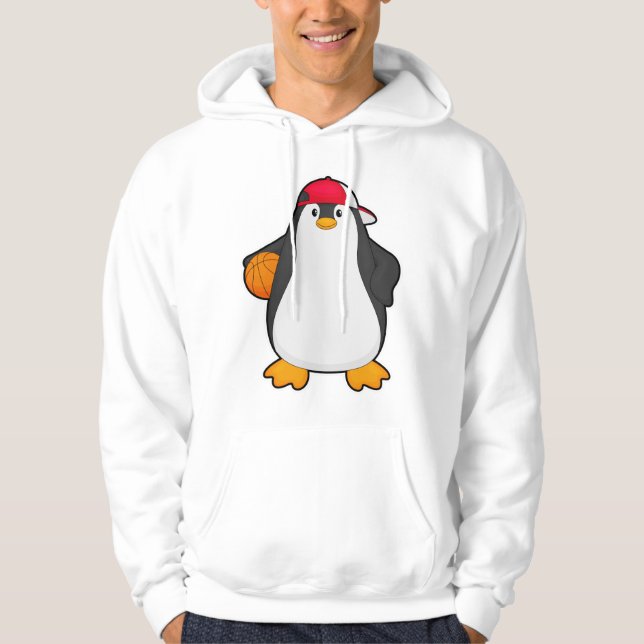 Pinguin als Basketballspieler mit Basketball Hoodie (Vorderseite)
