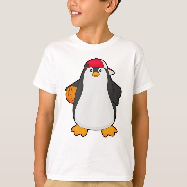 Pinguin als Basketballspieler mit Basketball T-Shirt (Vorderseite)