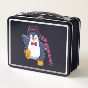 Pinguin als Bräutigam mit Krawatte Metall Brotdose