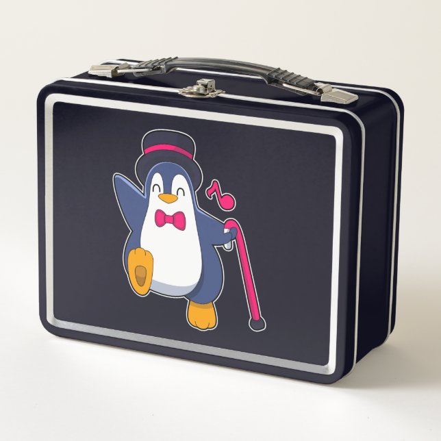 Pinguin als Bräutigam mit Krawatte Metall Brotdose (Vorderseite)