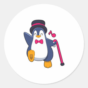 Pinguin als Bräutigam mit Krawatte Runder Aufkleber