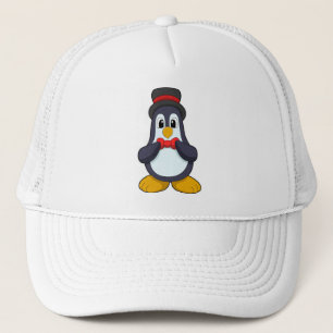 Pinguin als Bräutigam mit Schleife und Hut Truckerkappe