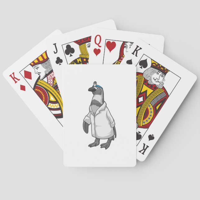 Pinguin als Doktor mit Doctor's Coat Spielkarten (Rückseite)