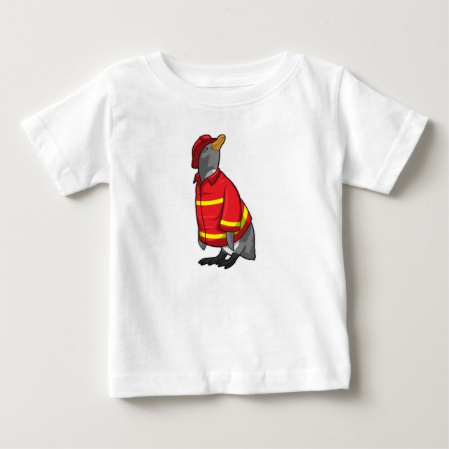 Pinguin als Feuerwehrmann mit Helmet Baby T-shirt (Vorderseite)