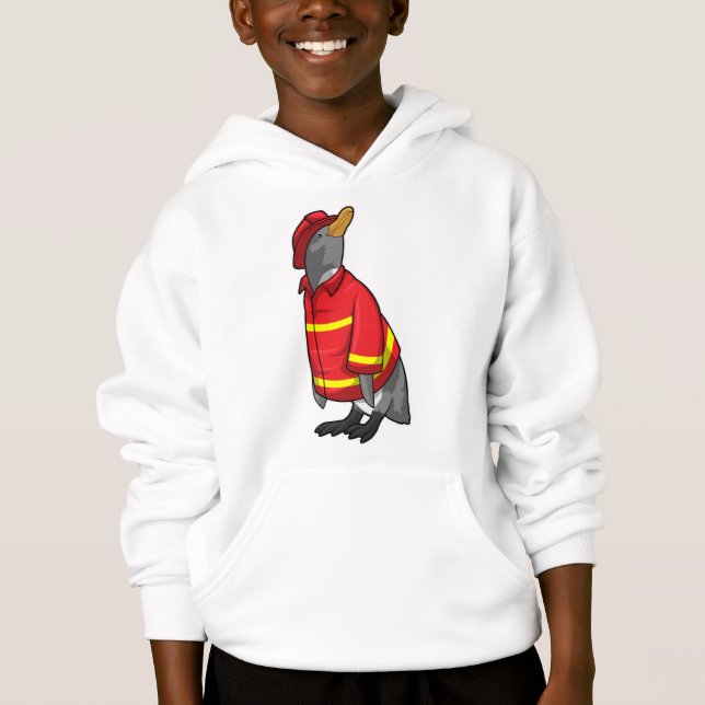 Pinguin als Feuerwehrmann mit Helmet Hoodie (Vorderseite)