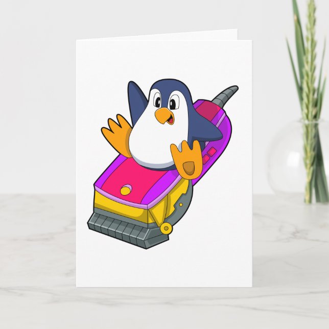 Pinguin als Friseur mit Razor Karte (Vorderseite)