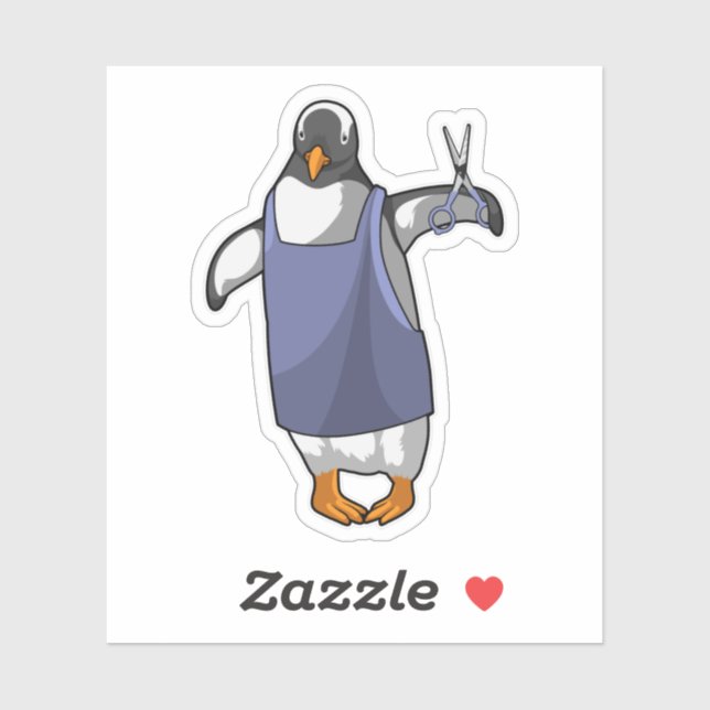 Pinguin als Friseur mit Schere Aufkleber (Blatt)