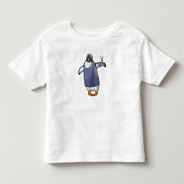 Pinguin als Friseur mit Schere Kleinkind T-shirt (Vorderseite)