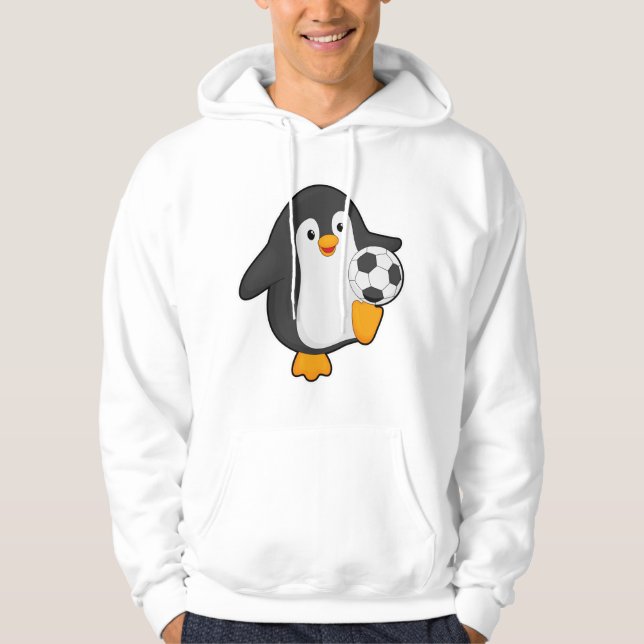 Pinguin als Fußballspieler mit Fußball Hoodie (Vorderseite)