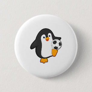 Pinguin als Fußballspieler mit Fußball T-Shirt Button