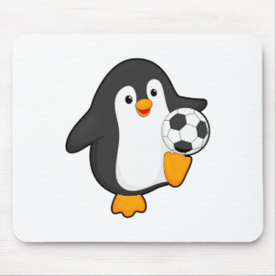 Pinguin als Fußballspieler mit Fußball-T-Shirt Mousepad