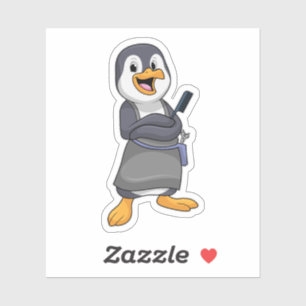 Pinguin als Haarstylistin mit Kamm Aufkleber