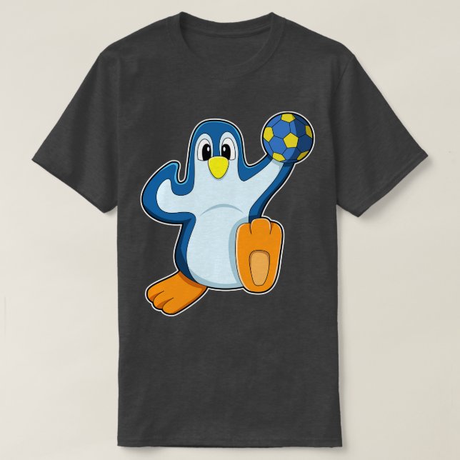 Pinguin als Handballspieler mit Handball T-Shirt (Design vorne)