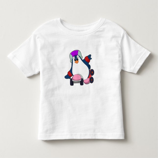 Pinguin als Inline-Skater mit Inline-Skaten Kleinkind T-shirt (Vorderseite)