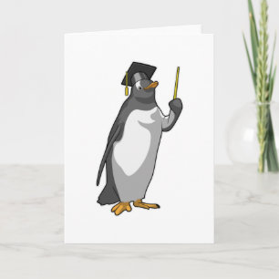 Pinguin als Lehrer mit Zeigestock Karte