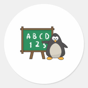 Pinguin als Lehrerin mit Blackboard Runder Aufkleber