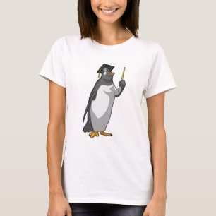 Pinguin als Lehrerin mit Pointer T-Shirt