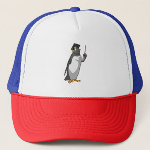 Pinguin als Lehrerin mit Pointer Truckerkappe