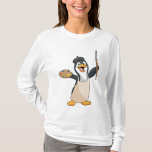 Pinguin als Maler mit Pinsel und Farbe T-Shirt