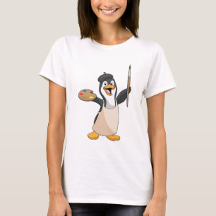 Pinguin als Maler mit Pinsel und Farbe T-Shirt