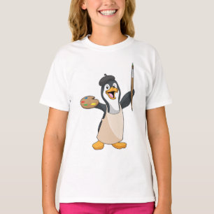 Pinguin als Maler mit Pinsel und Farbe T-Shirt