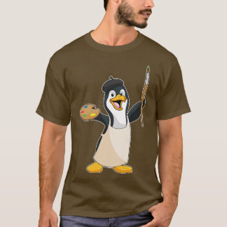 Pinguin als Maler mit Pinselfarbe T-Shirt