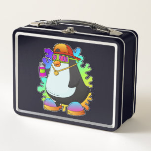 Pinguin als Maler mit Spray Metall Brotdose