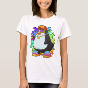 Pinguin als Maler mit Spray T-Shirt