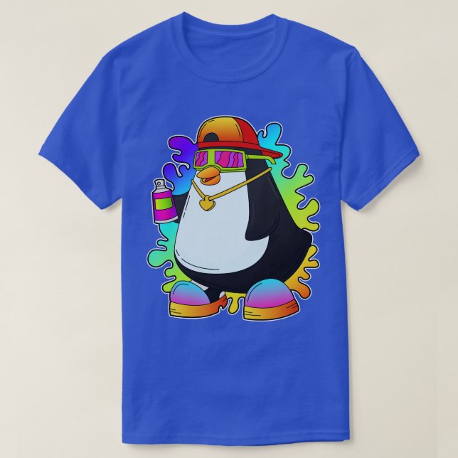 Pinguin als Maler mit Spray T-Shirt (Design vorne)