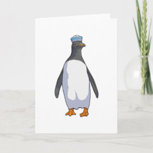 Pinguin als Matrose mit Hut Karte