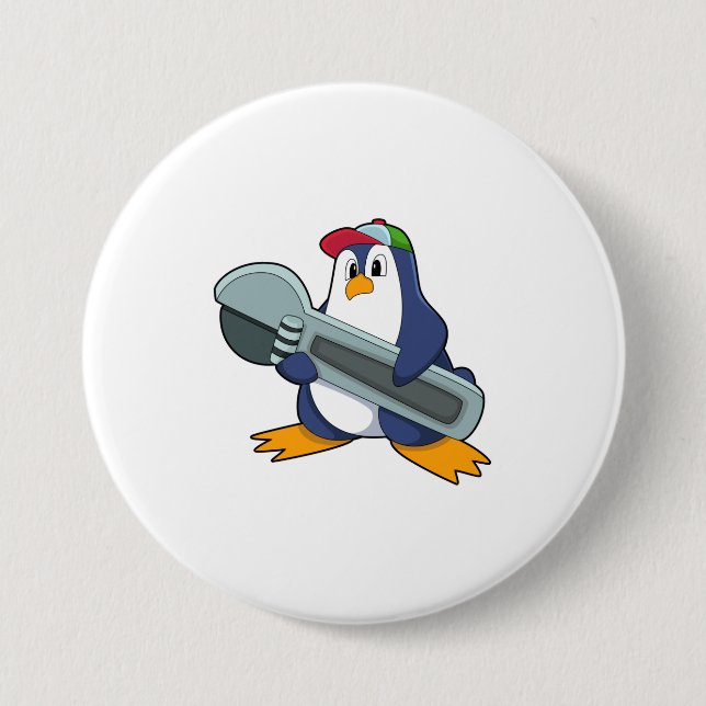 Pinguin als Mechaik mit Tool Button (Vorderseite)