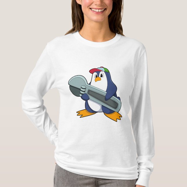 Pinguin als Mechaik mit Tool T-Shirt (Vorderseite)